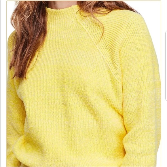 free people chunky knit sweater in lemon pop large - Picture 4 of 8